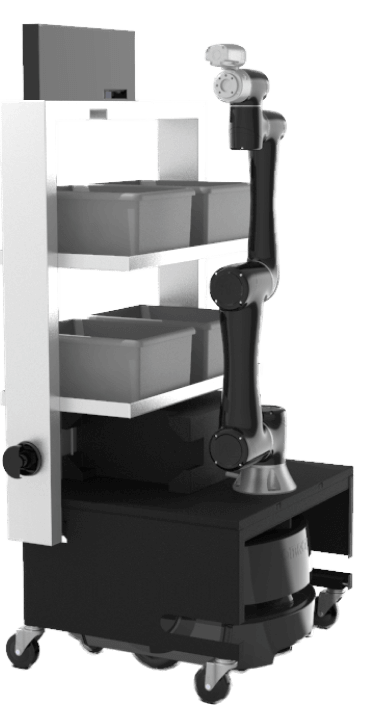 6-axis arm on a mobile base with shelf