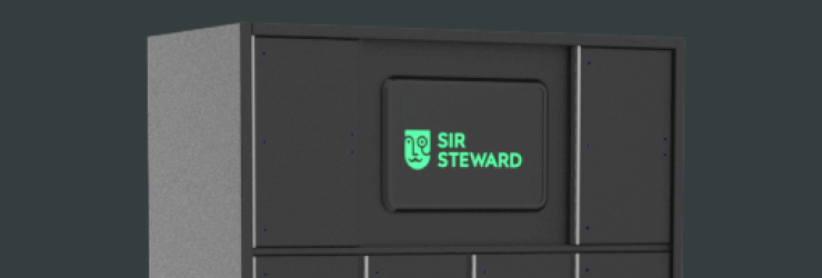 The smart locker and Sir Steward logo.
