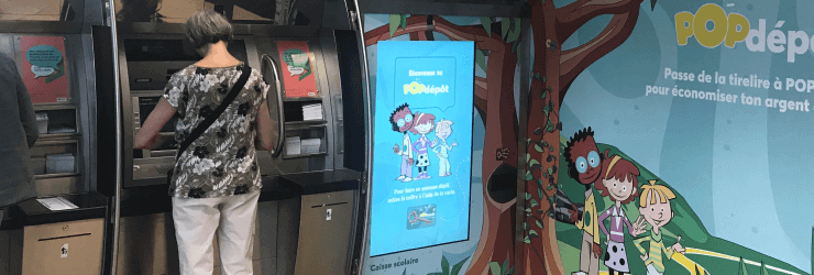 ATM with self-serving ordering kiosk.