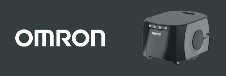 Image of the Omron mobile robot with its logo.